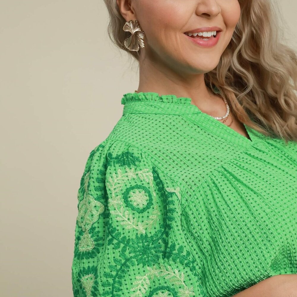 UMGEE Checkered Seersucker Top (New)